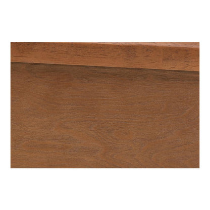 Walnut Brown Finished Wood and Natural Rattan Full Size Platform Bed