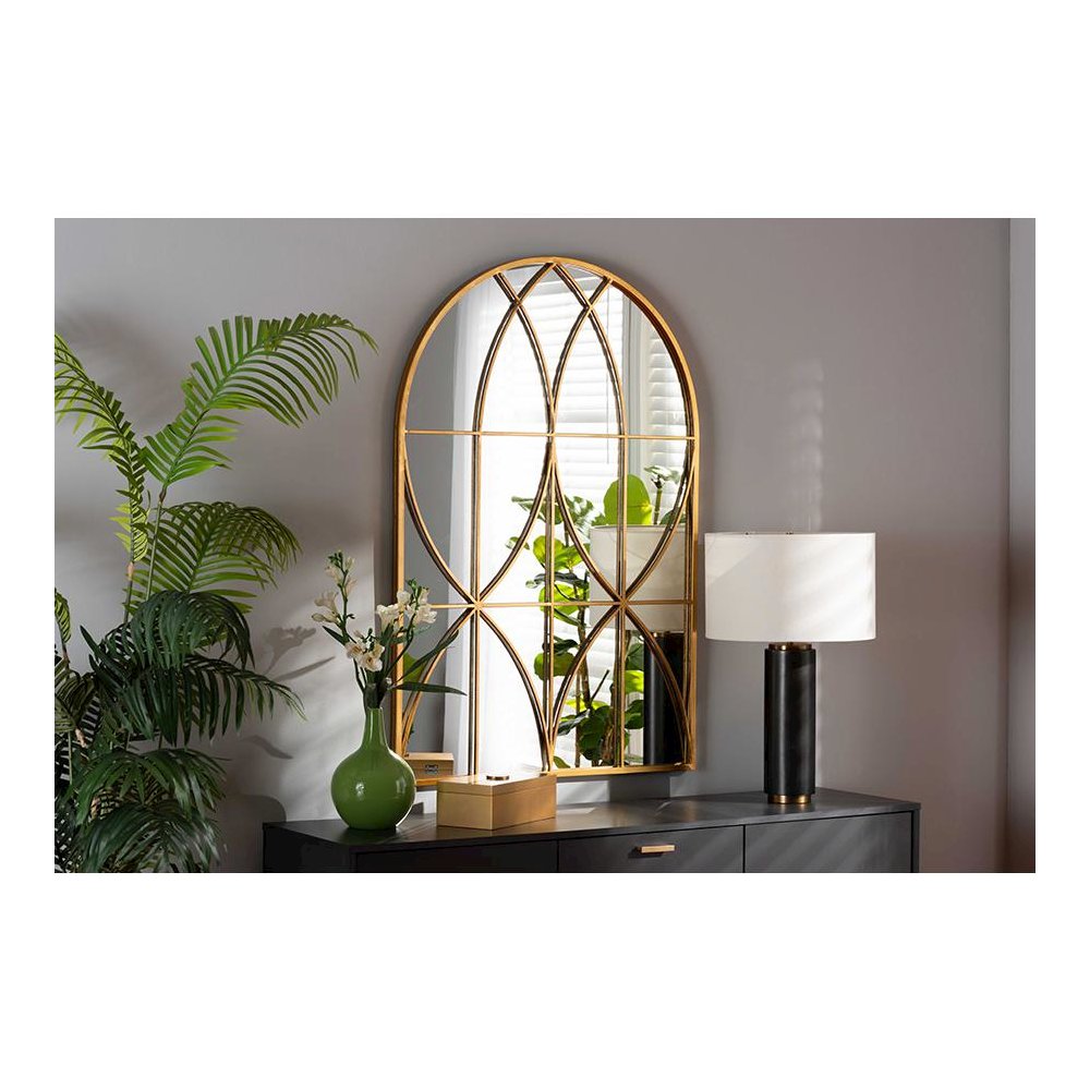 Celerina Modern and Contemporary Gold Finished Metal Accent Wall Mirror