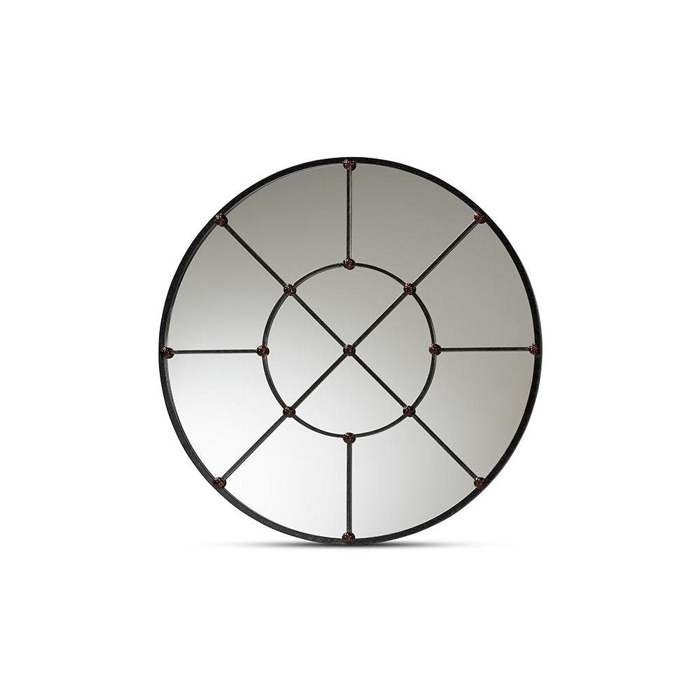 Ohara Modern and Contemporary Black Finished Metal Accent Wall Mirror