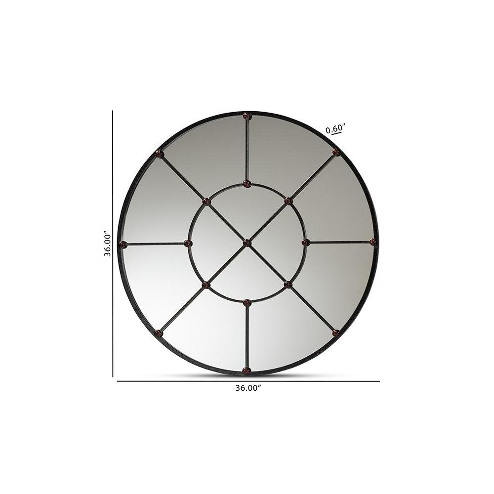 Ohara Modern and Contemporary Black Finished Metal Accent Wall Mirror