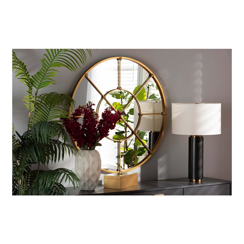 Ohara Modern and Contemporary Gold Finished Metal Accent Wall Mirror