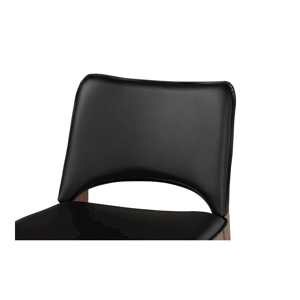 Leather Upholstered and Walnut Brown Finished Wood 2-Piece Dining Chair Set