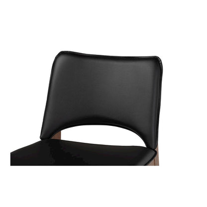 Leather Upholstered and Walnut Brown Finished Wood 2-Piece Dining Chair Set