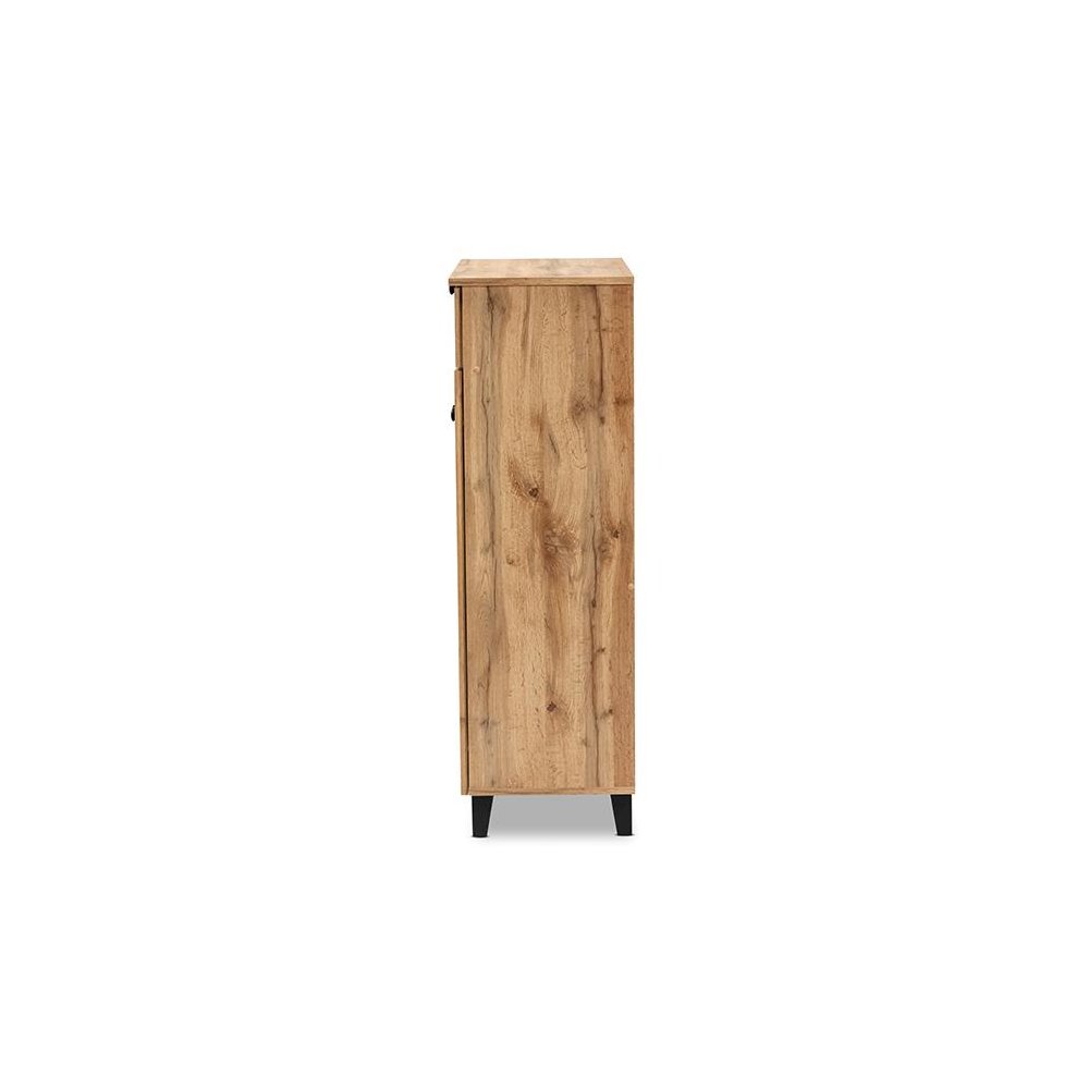 Oak Brown Finished Wood 5-Shelf Shoe Storage Cabinet