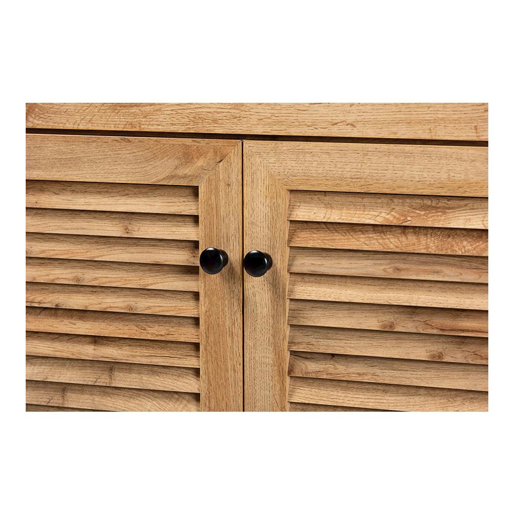 Oak Brown Finished Wood 5-Shelf Shoe Storage Cabinet