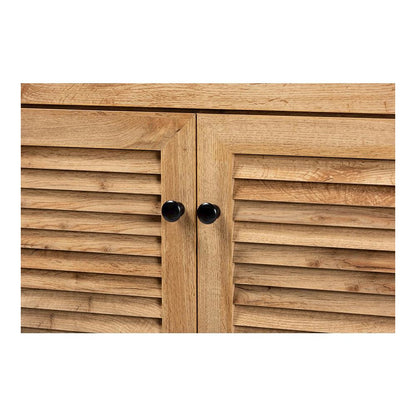 Oak Brown Finished Wood 5-Shelf Shoe Storage Cabinet