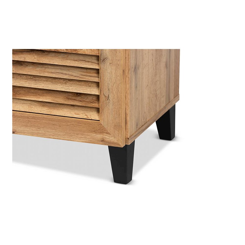 Oak Brown Finished Wood 5-Shelf Shoe Storage Cabinet