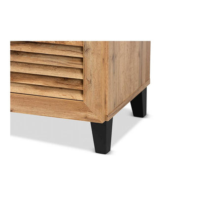Oak Brown Finished Wood 5-Shelf Shoe Storage Cabinet
