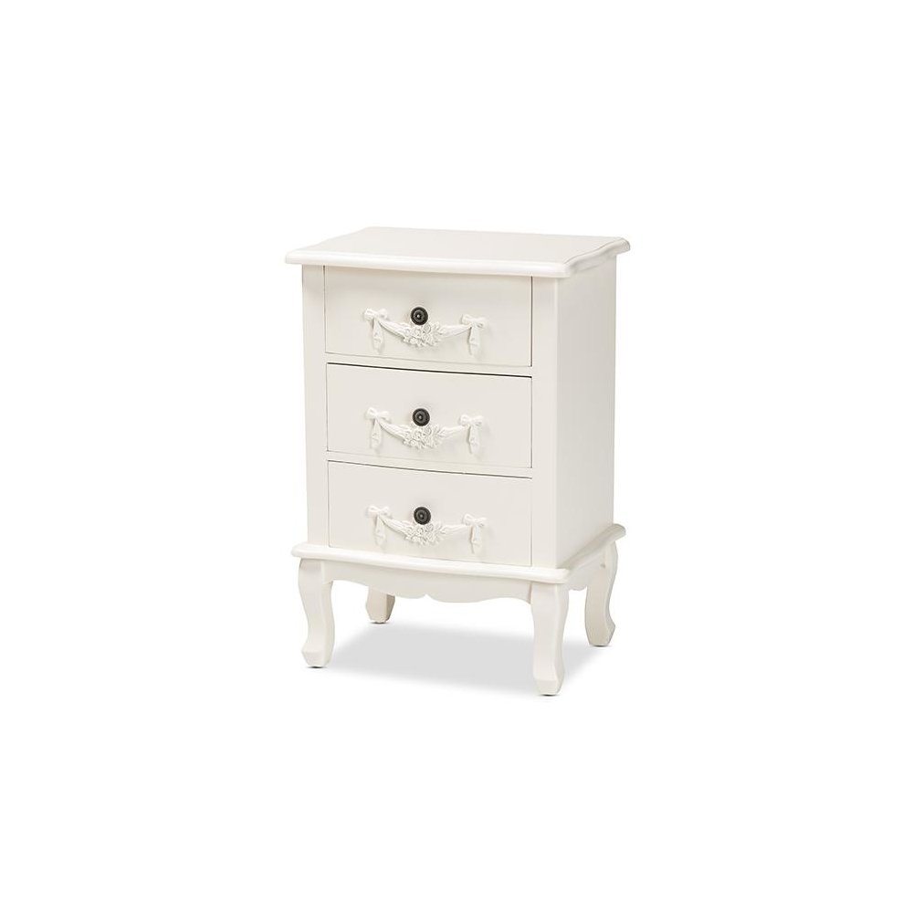 Baxton Studio Callen Classic and Traditional White Finished Wood 3-Drawer Nightstand