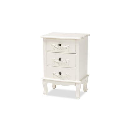 Baxton Studio Callen Classic and Traditional White Finished Wood 3-Drawer Nightstand