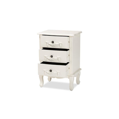 Baxton Studio Callen Classic and Traditional White Finished Wood 3-Drawer Nightstand