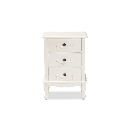 Baxton Studio Callen Classic and Traditional White Finished Wood 3-Drawer Nightstand
