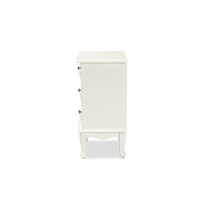 Baxton Studio Callen Classic and Traditional White Finished Wood 3-Drawer Nightstand