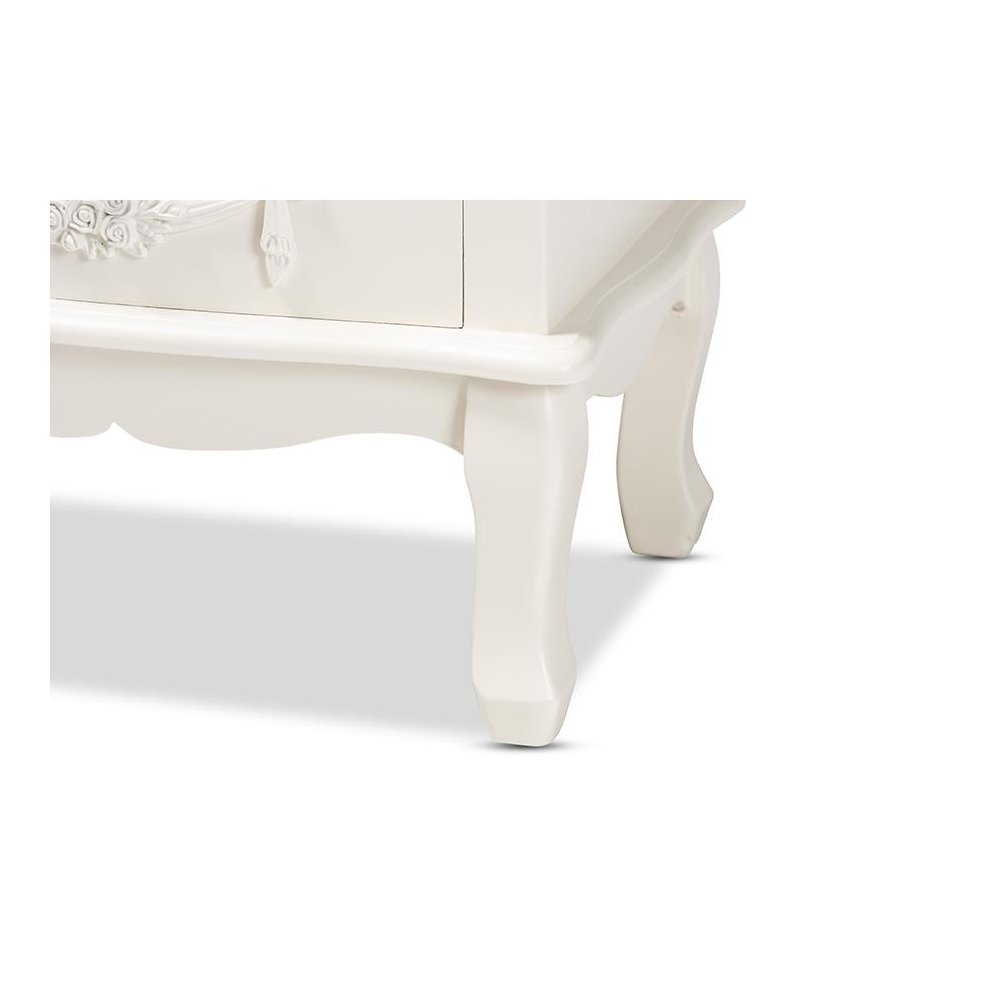 Baxton Studio Callen Classic and Traditional White Finished Wood 3-Drawer Nightstand