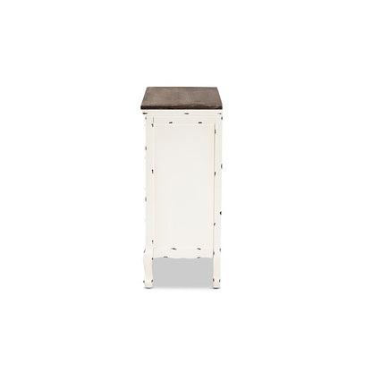 Antique White Finished Wood 5-Drawer Storage Cabinet