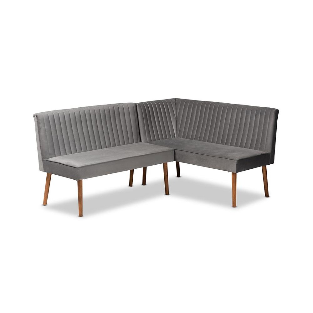 Walnut Brown Finished Wood 2-Piece Dining Nook Banquette Set