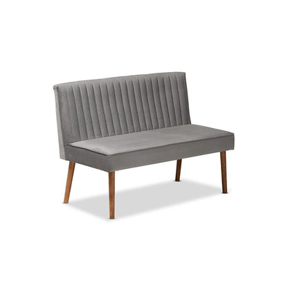Walnut Brown Finished Wood 2-Piece Dining Nook Banquette Set