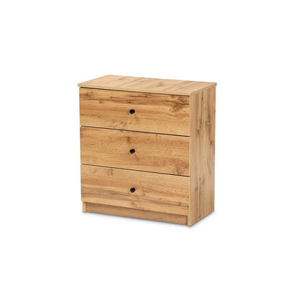 Decon Modern and Contemporary Oak Brown Finished Wood 3-Drawer Storage Chest