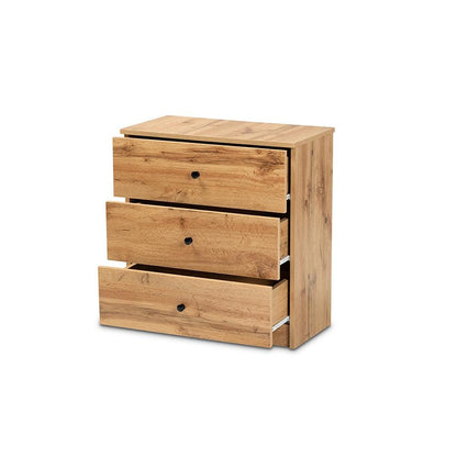 Decon Modern and Contemporary Oak Brown Finished Wood 3-Drawer Storage Chest