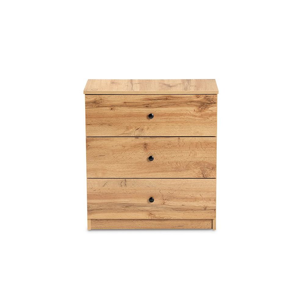 Decon Modern and Contemporary Oak Brown Finished Wood 3-Drawer Storage Chest