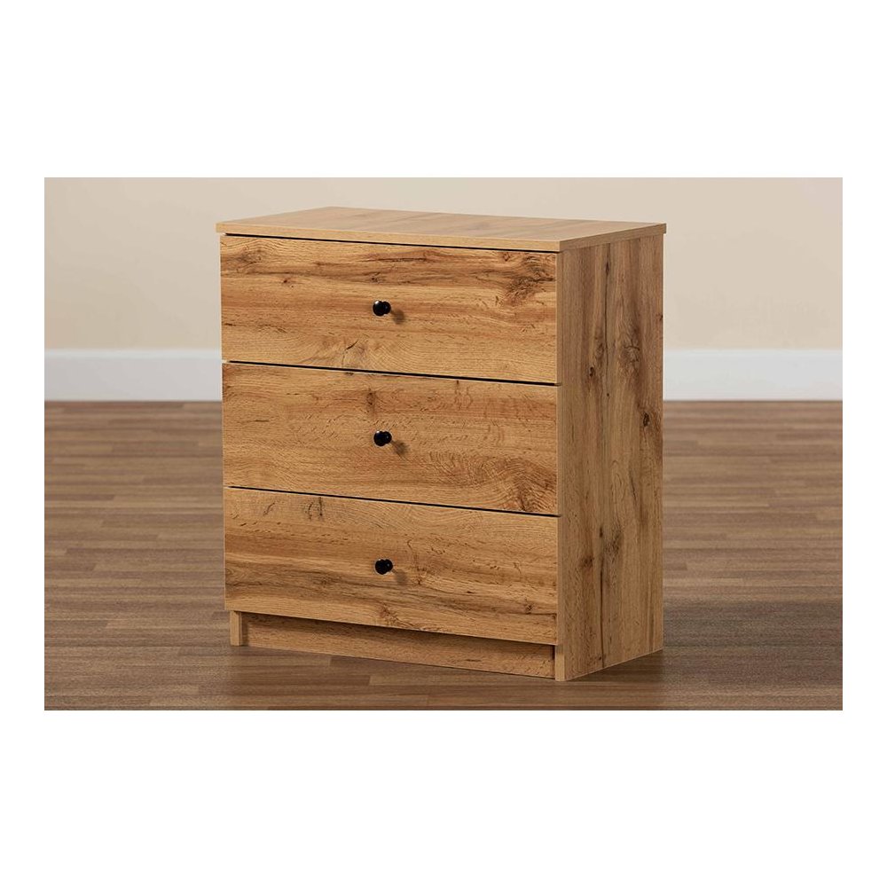 Decon Modern and Contemporary Oak Brown Finished Wood 3-Drawer Storage Chest