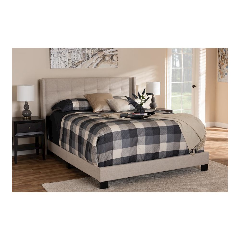 Lisette Modern and Contemporary Charcoal Grey Fabric Upholstered Queen Size Bed