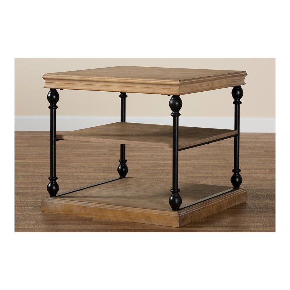 Black Metal 3-Tier End Table