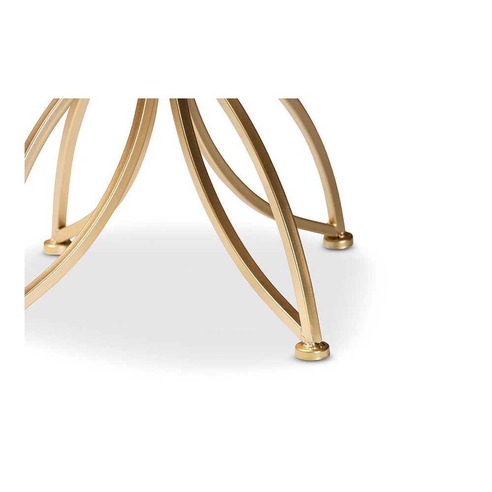 Gold Finished Metal End Table with Marble Tabletop