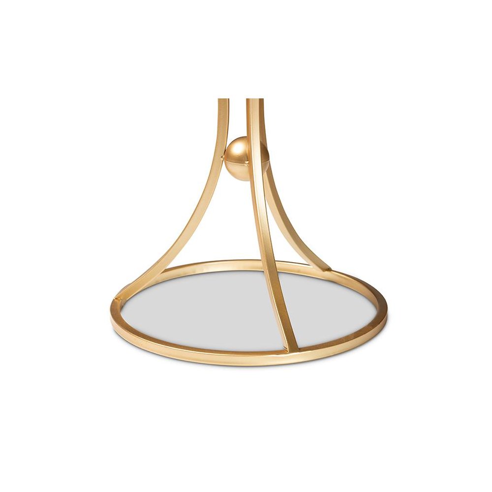 Gold Finished Metal End Table with Marble Tabletop