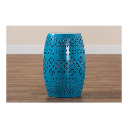 Lavinia Modern and Contemporary Blue Finished Metal Outdoor Side Table