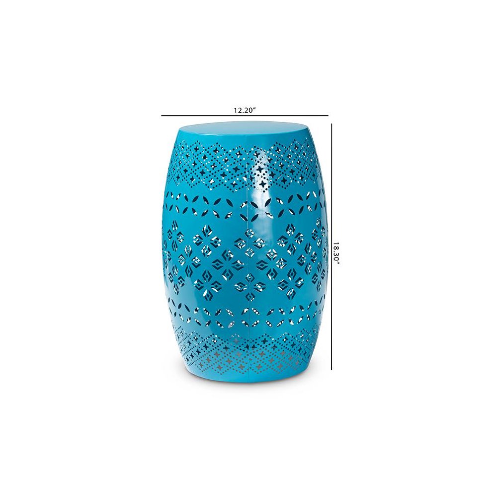 Lavinia Modern and Contemporary Blue Finished Metal Outdoor Side Table