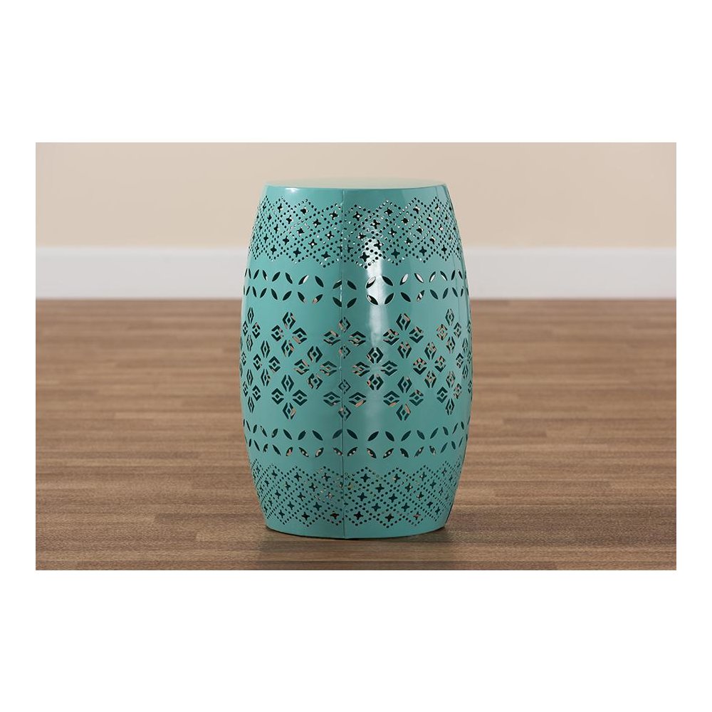 Lavinia Modern and Contemporary Teal Finished Metal Outdoor Side Table