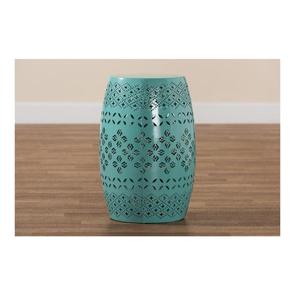 Lavinia Modern and Contemporary Teal Finished Metal Outdoor Side Table