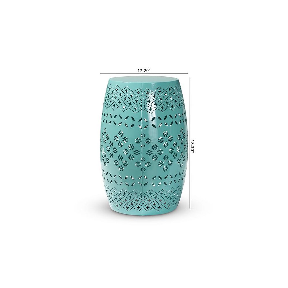 Lavinia Modern and Contemporary Teal Finished Metal Outdoor Side Table
