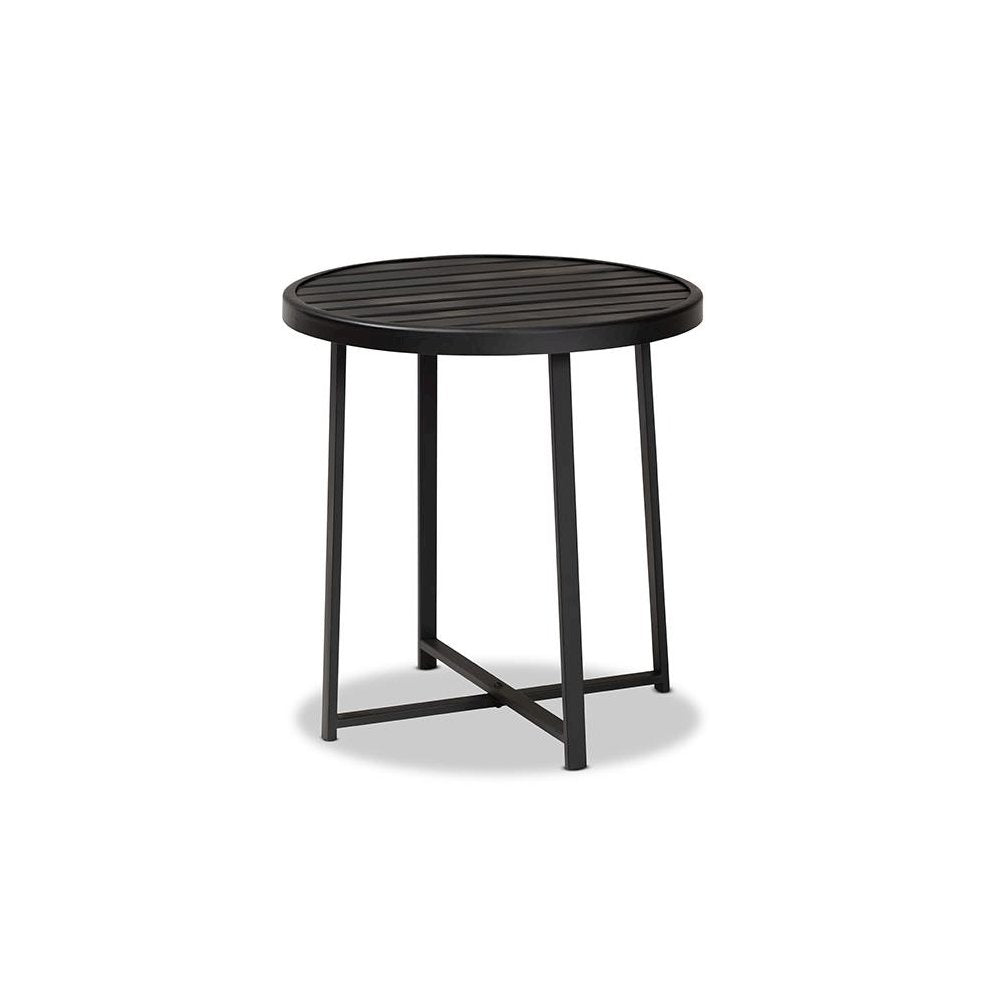 Baxton Studio Sadiya Modern Industrial Black Finished Metal Outdoor Side Table