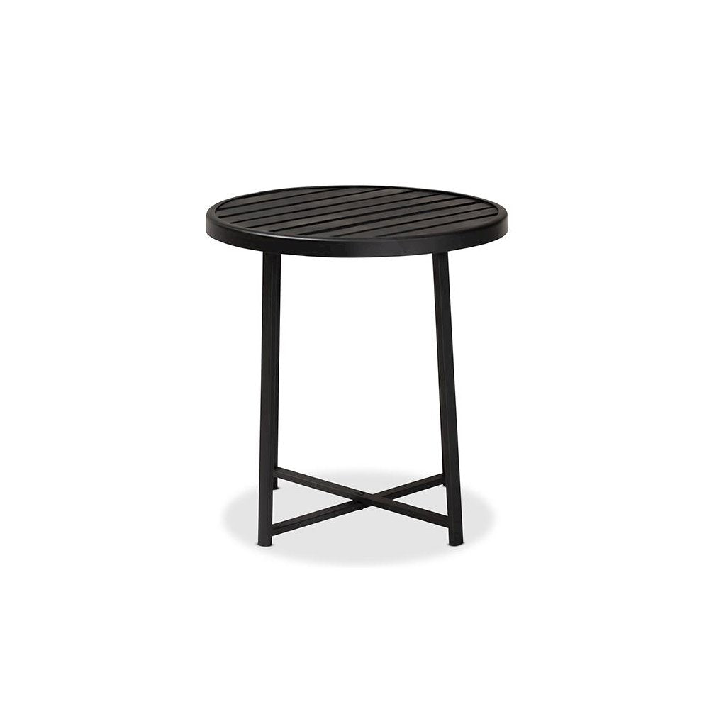 Baxton Studio Sadiya Modern Industrial Black Finished Metal Outdoor Side Table