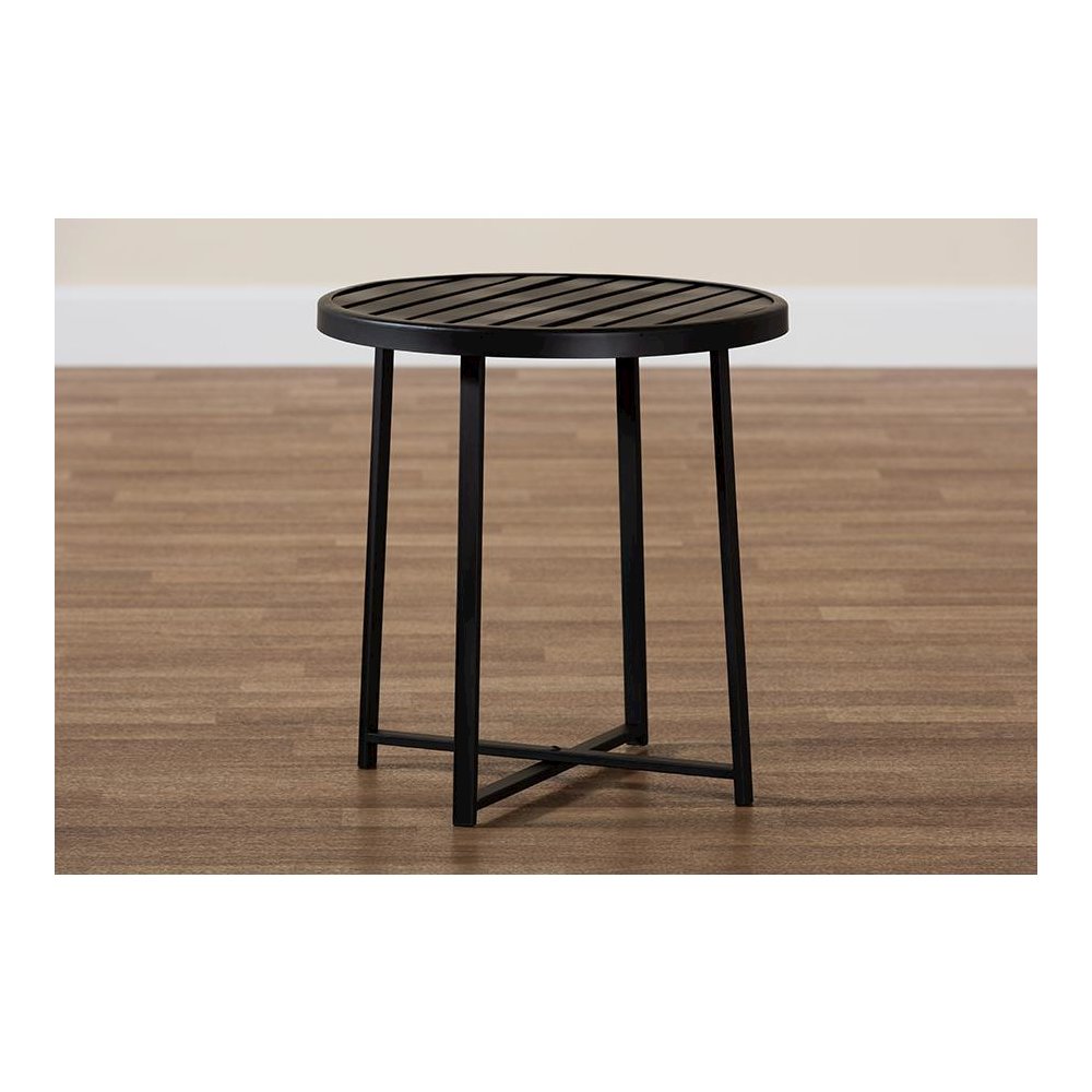 Baxton Studio Sadiya Modern Industrial Black Finished Metal Outdoor Side Table