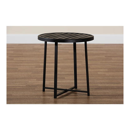 Baxton Studio Sadiya Modern Industrial Black Finished Metal Outdoor Side Table