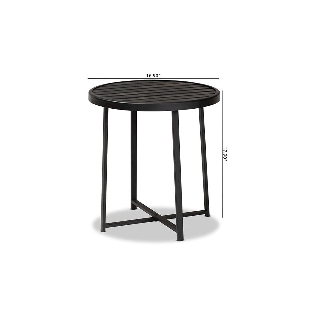 Baxton Studio Sadiya Modern Industrial Black Finished Metal Outdoor Side Table