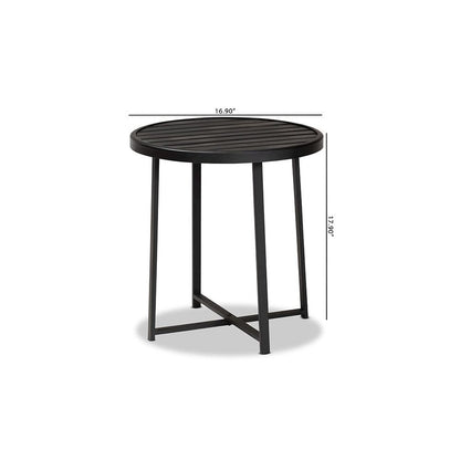 Baxton Studio Sadiya Modern Industrial Black Finished Metal Outdoor Side Table
