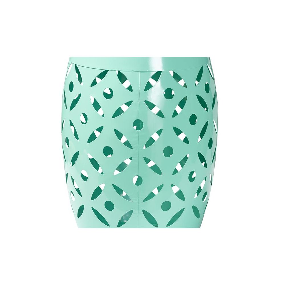 Hallie Modern and Contemporary Aqua Finished Metal Outdoor Side Table
