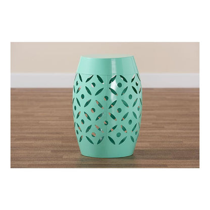 Hallie Modern and Contemporary Aqua Finished Metal Outdoor Side Table