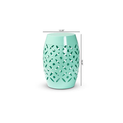 Hallie Modern and Contemporary Aqua Finished Metal Outdoor Side Table