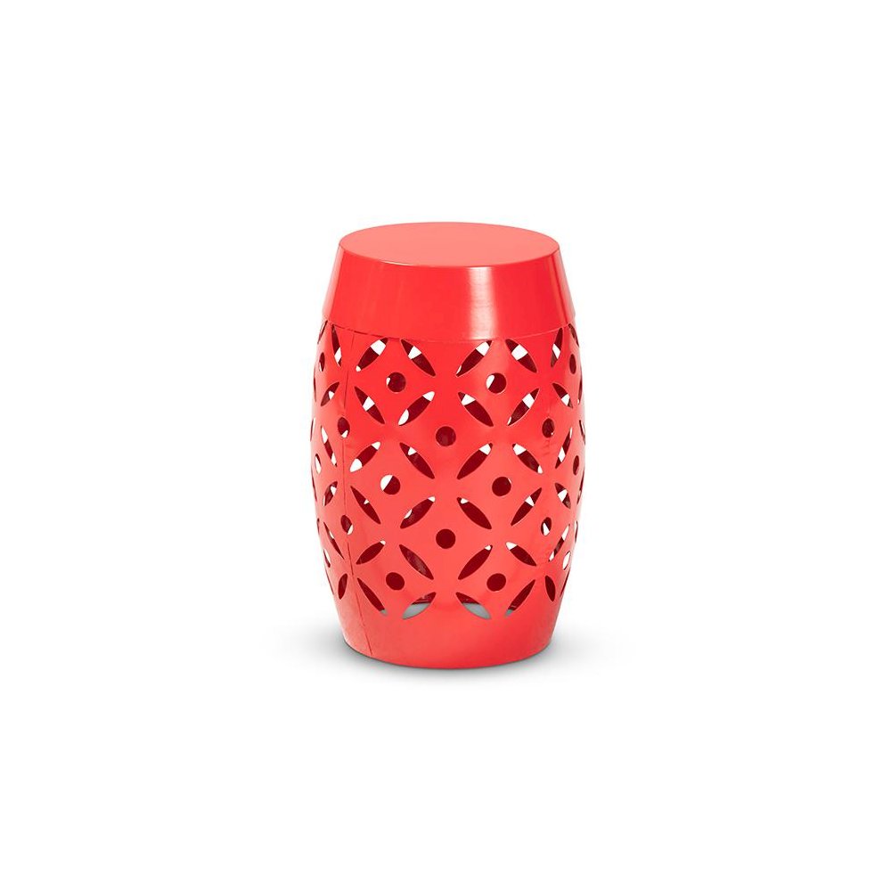 Hallie Modern and Contemporary Red Finished Metal Outdoor Side Table