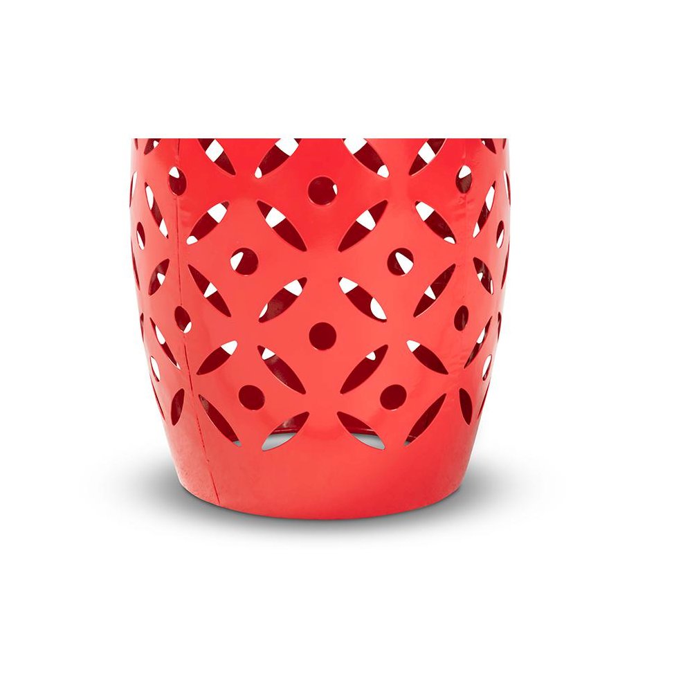 Hallie Modern and Contemporary Red Finished Metal Outdoor Side Table
