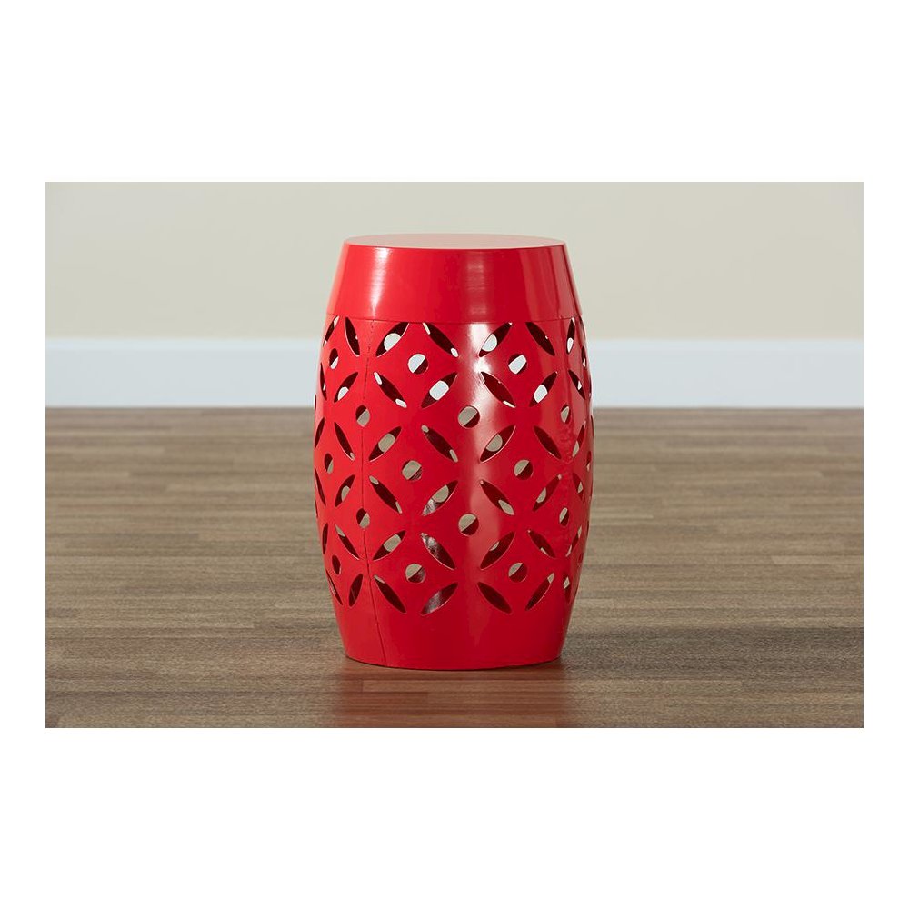 Hallie Modern and Contemporary Red Finished Metal Outdoor Side Table