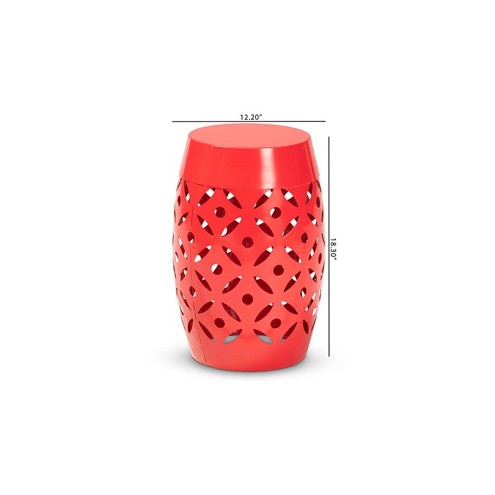 Hallie Modern and Contemporary Red Finished Metal Outdoor Side Table
