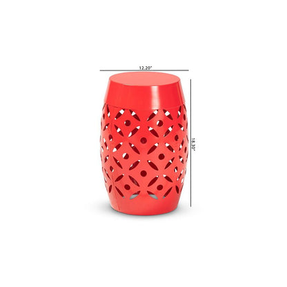 Hallie Modern and Contemporary Red Finished Metal Outdoor Side Table