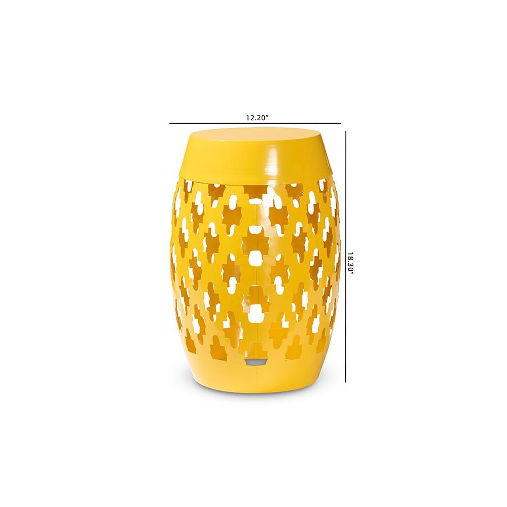 Branson Modern and Contemporary Yellow Finished Metal Outdoor Side Table