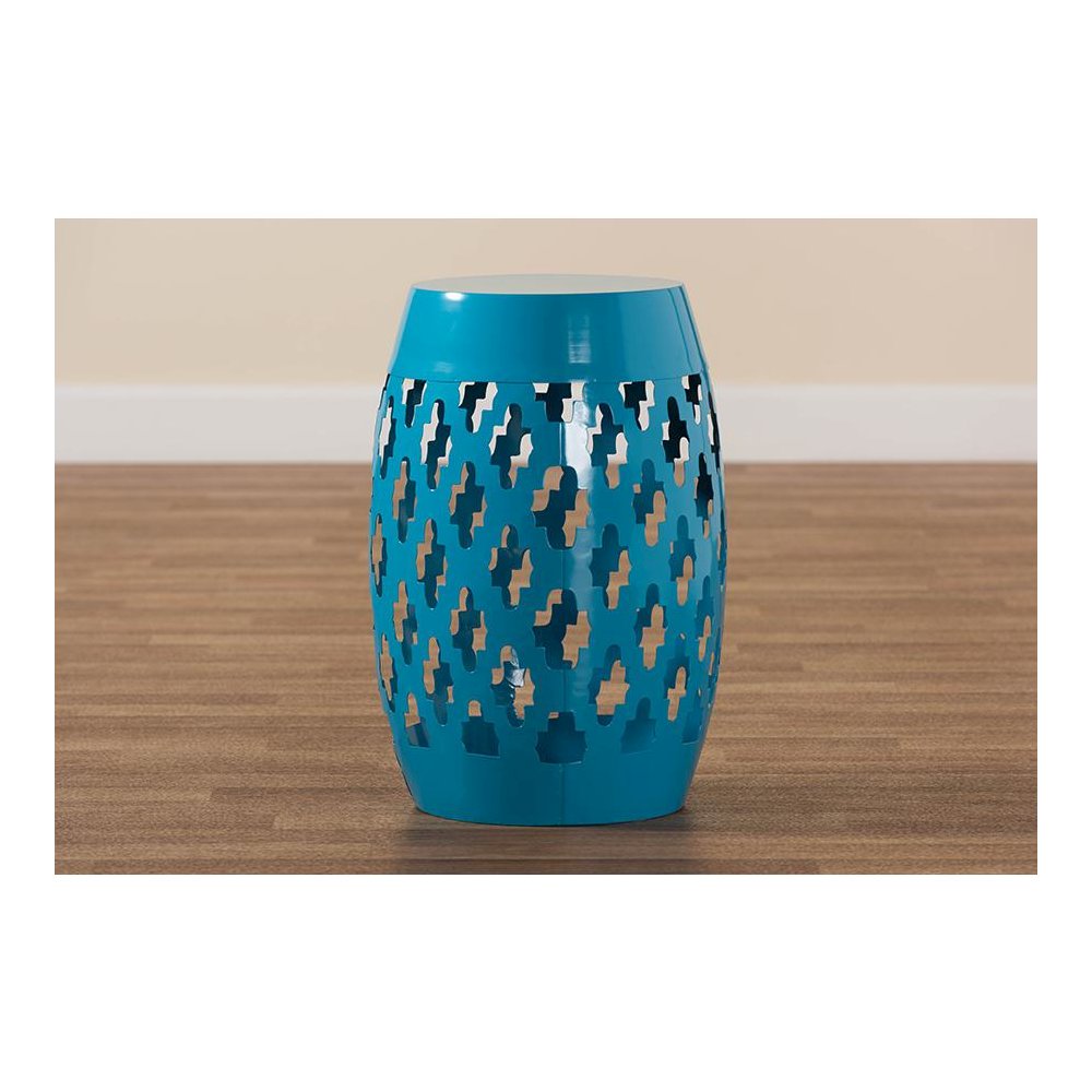 Branson Modern and Contemporary Blue Finished Metal Outdoor Side Table